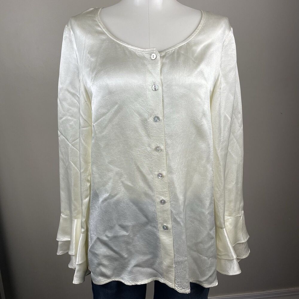 Carole Little Street Wear Women's Ivory Tunic Witchy Whimsy Button Down Medium